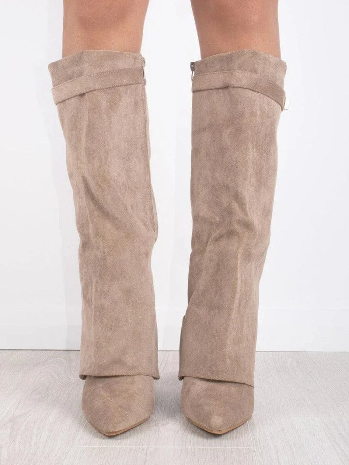 Bottes femme en cuir au-dessus du genou à talon bloc pour l’automne