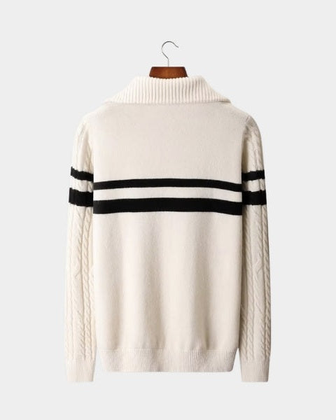 Pull homme en laine mérinos pour l’automne, pull en maille à demi-zip