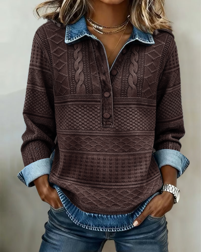 Blouse femme en maille de coton à rayures pour l’automne