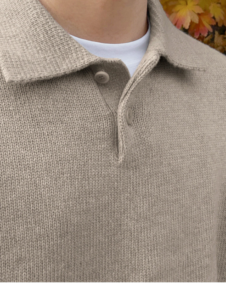 Pull en laine pour homme avec fermeture éclair sous le col, coupe ample pour l’automne