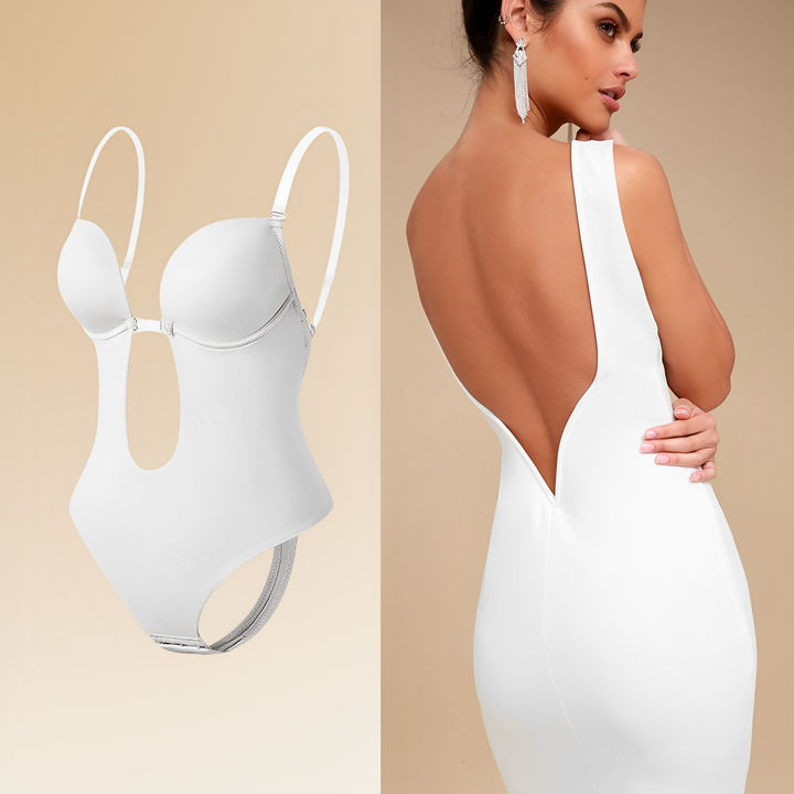 Backless women's body shaper, deep plunging neckline, shaping lingerie