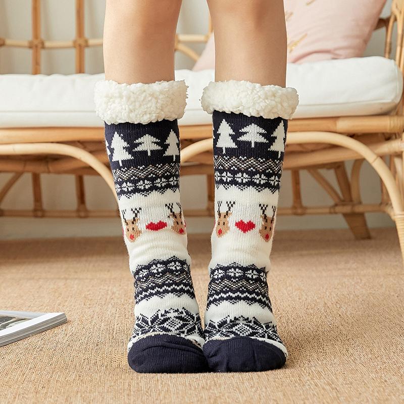 Chaussettes chaudes d'hiver antidérapantes en polaire pour garder les pieds au chaud