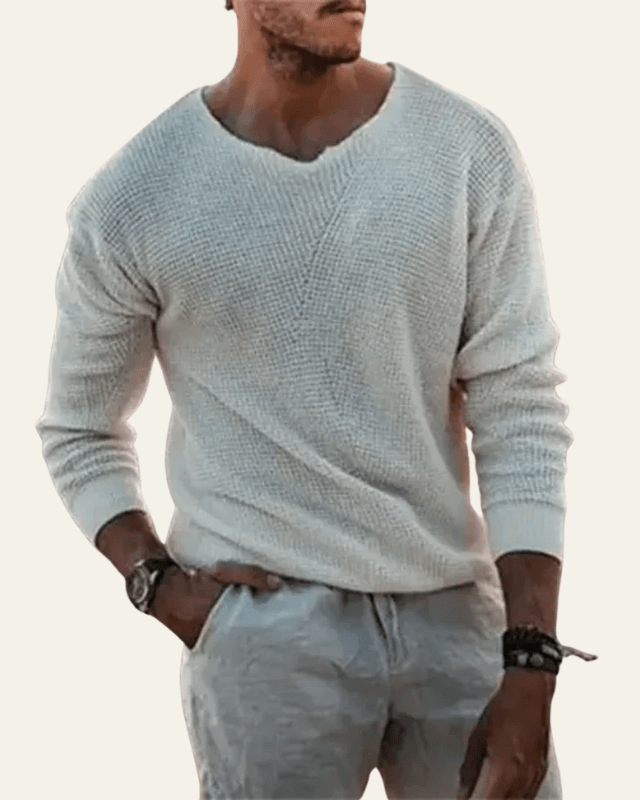 Pull en maille pour homme pour l’automne, pull doux à col en V pour les journées fraîches