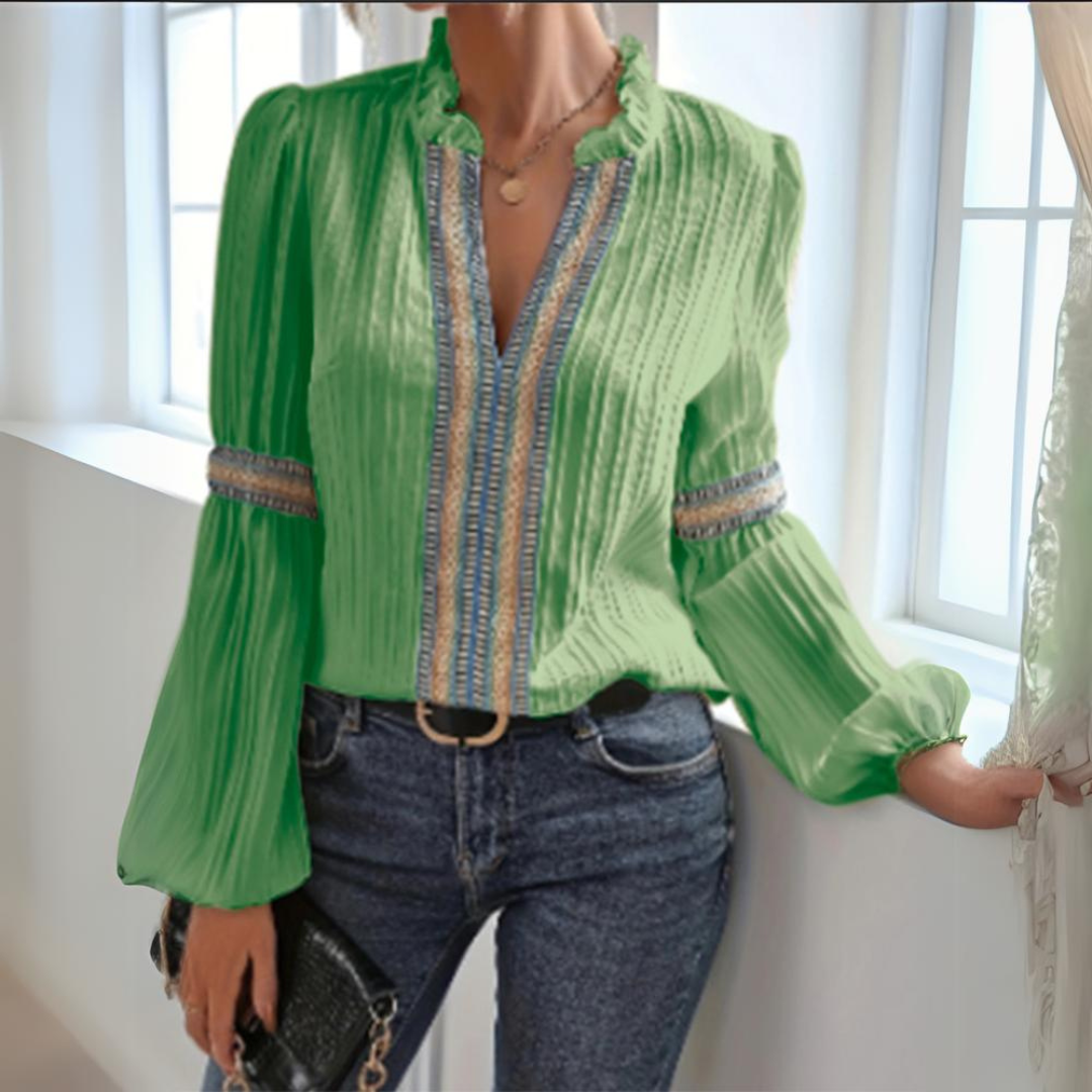 Hélène™ - Blusa Boho in Chiffon a Maniche Lunghe
