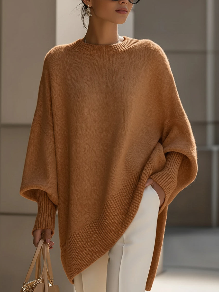 Pull-over pour femme oversize en maille à côtes pour l'automne, coupe ample