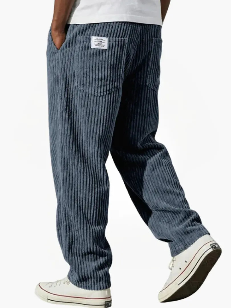 Pantalon homme en velours côtelé de coton, coupe ample, style décontracté pour l’automne