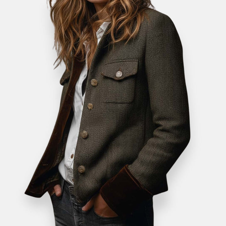 Blazer en tweed pour femmes, élégant, pour l'automne, idéal pour des tenues quotidiennes