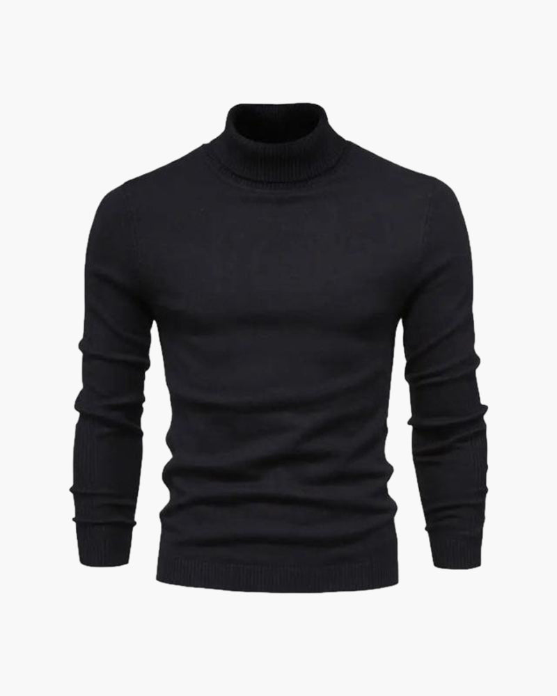 Pull élégant en maille à col roulé pour homme, en coton, pour l’automne