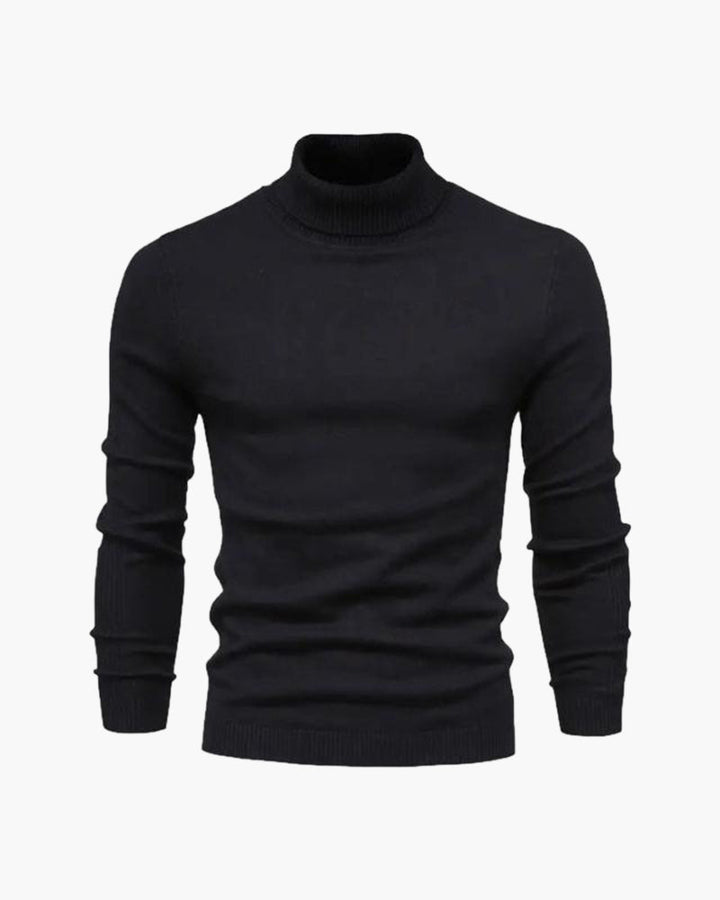 Pull élégant en maille à col roulé pour homme, en coton, pour l’automne
