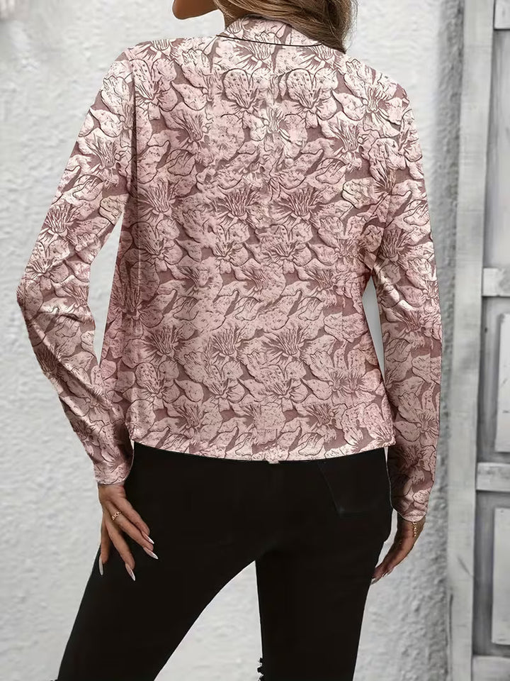 Blazer femme à imprimé floral et col structuré, veste ouverte élégante pour l’automne