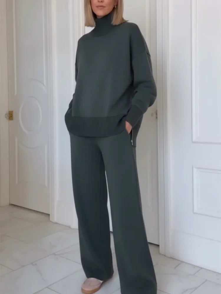 Ensemble de survêtement pour femme en coton, pantalon droit, collection automne
