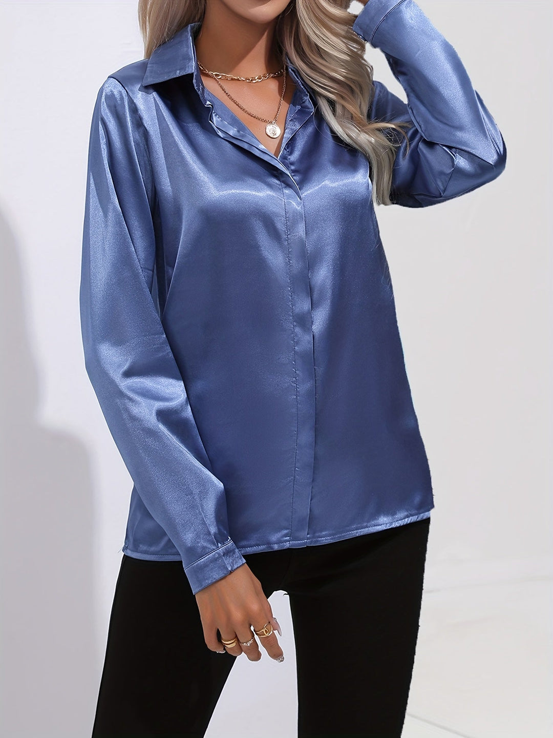 Zariah - Chic Autumn Elegant Satin Blouse for Women