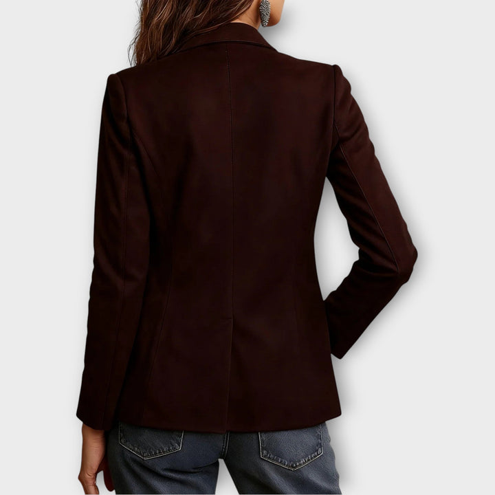 Blazer élégant vintage en cuir suédé pour l’automne