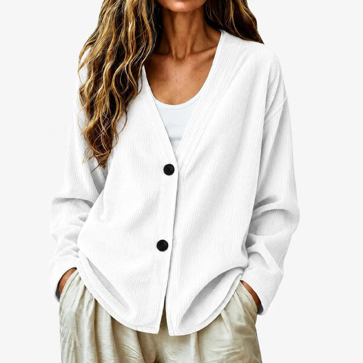 Cardigan femme en maille à col V, boutonné, pour l’automne