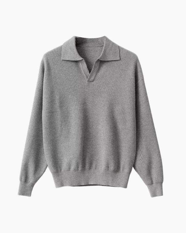 Pull polo homme en maille à texture automnale