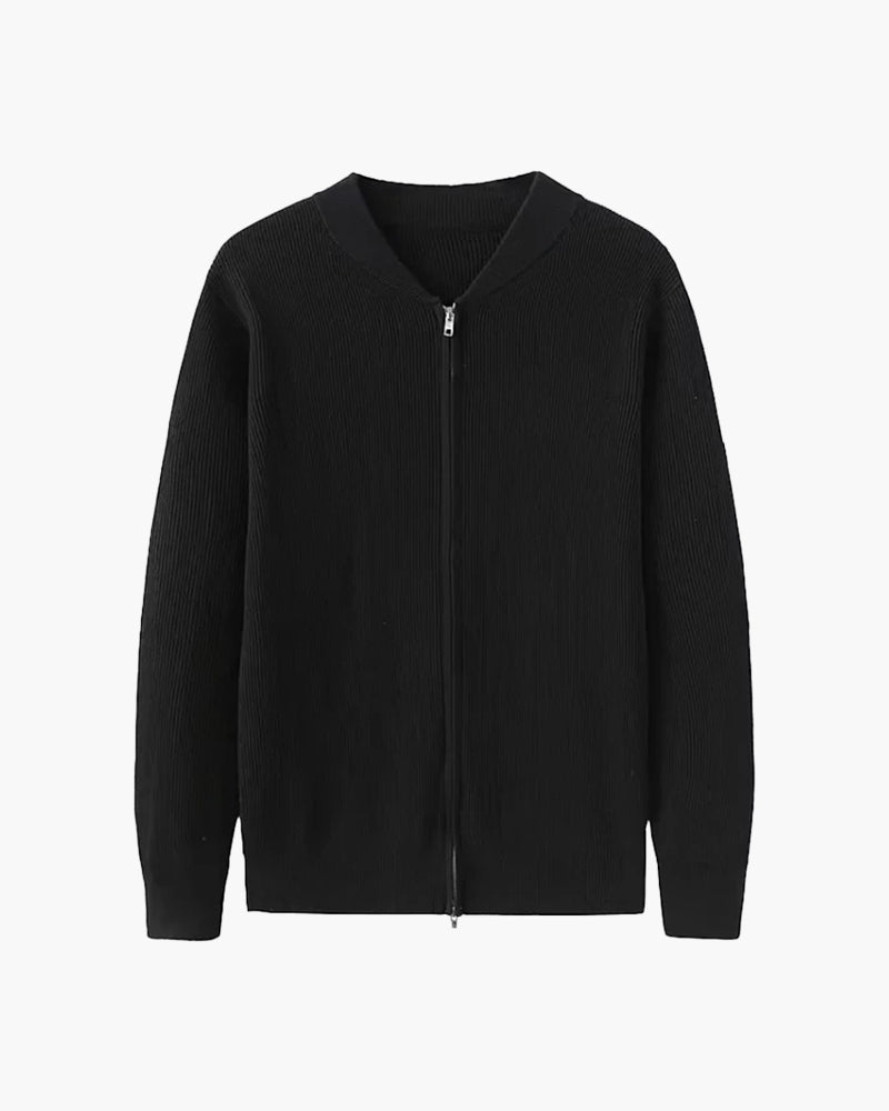 Cardigan homme en coton zippé à col rond pour l’automne