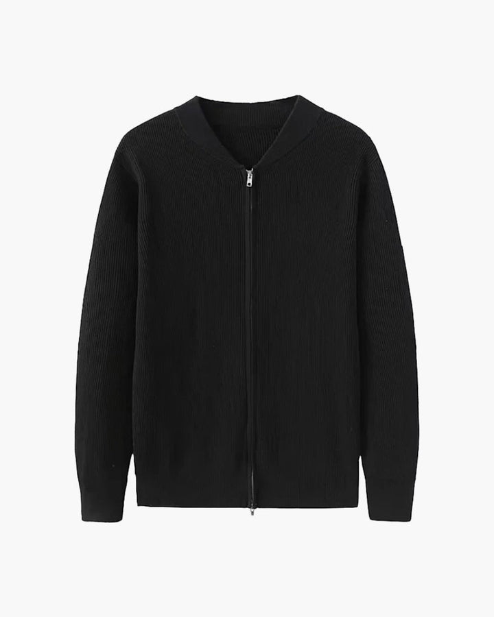 Cardigan homme en coton zippé à col rond pour l’automne