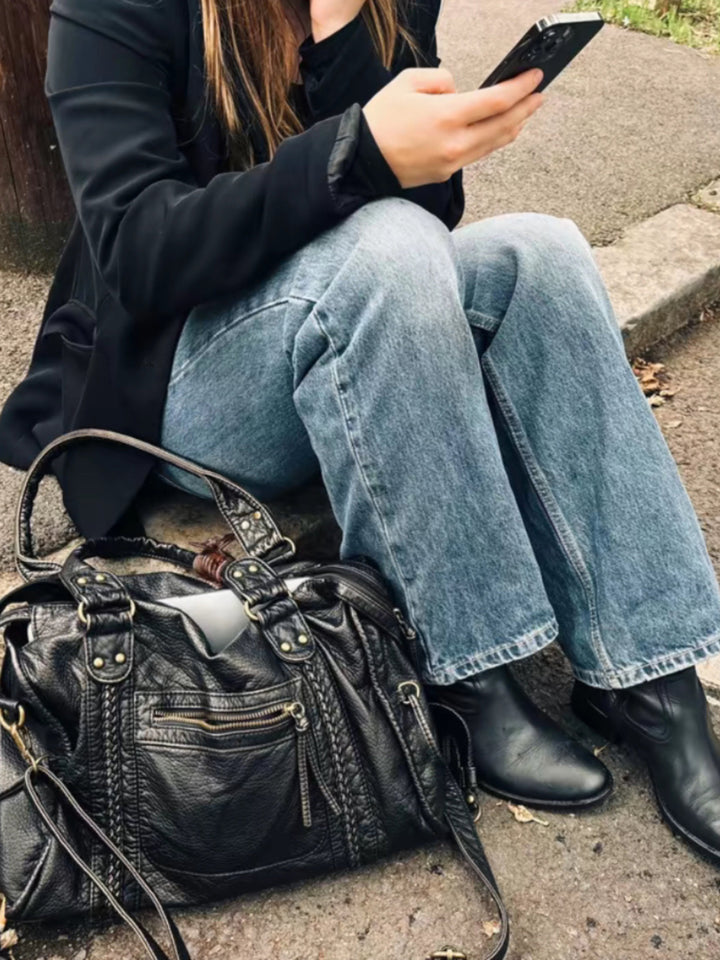 Sac en cuir pour femme, pour le travail et ordinateur portable, style urbain automnal