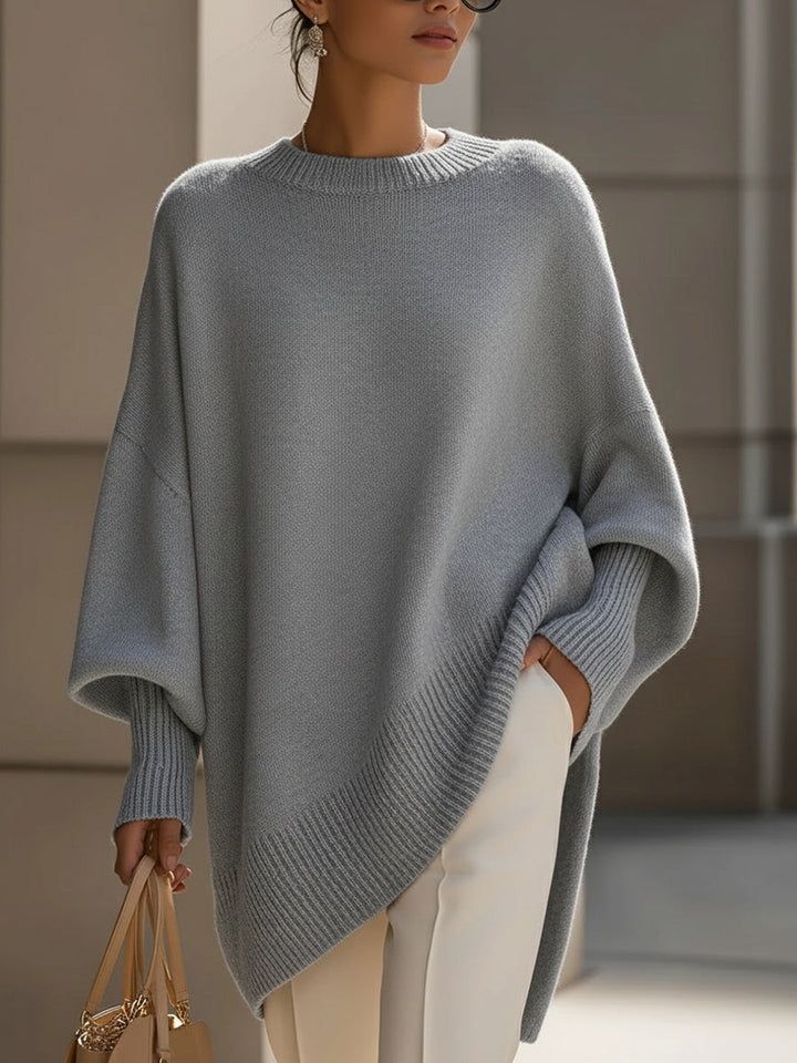 Pull-over pour femme oversize en maille à côtes pour l'automne, coupe ample