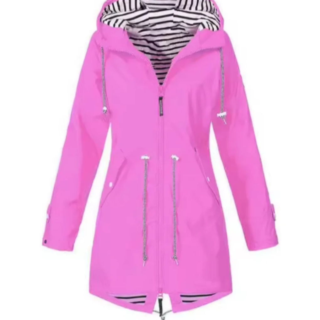 Veste pour femme imperméable avec capuche en polyester pour l'automne, coupe-vent