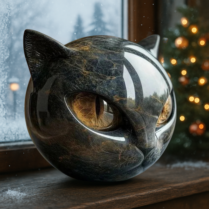 Figurine décorative, sculpture de chat en pierre d’onyx, automnale