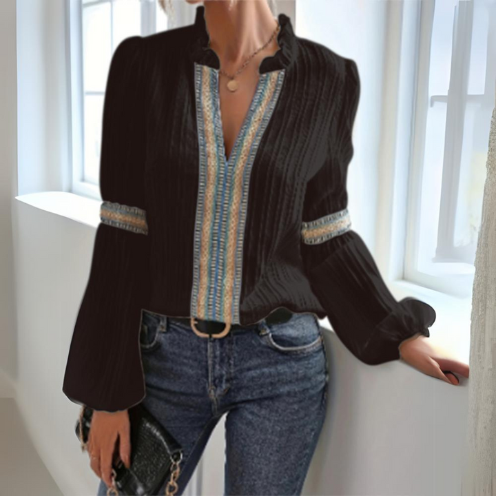 Hélène™ - Blusa Boho in Chiffon a Maniche Lunghe