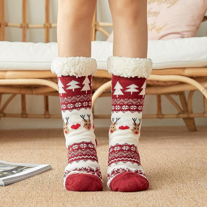 Chaussettes chaudes d'hiver antidérapantes en polaire pour garder les pieds au chaud