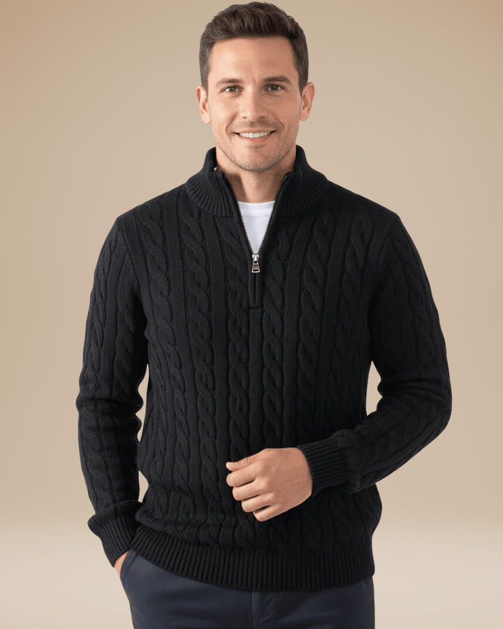 Pull en maille unisexe à fermeture éclair, motif torsadé, pour l’automne