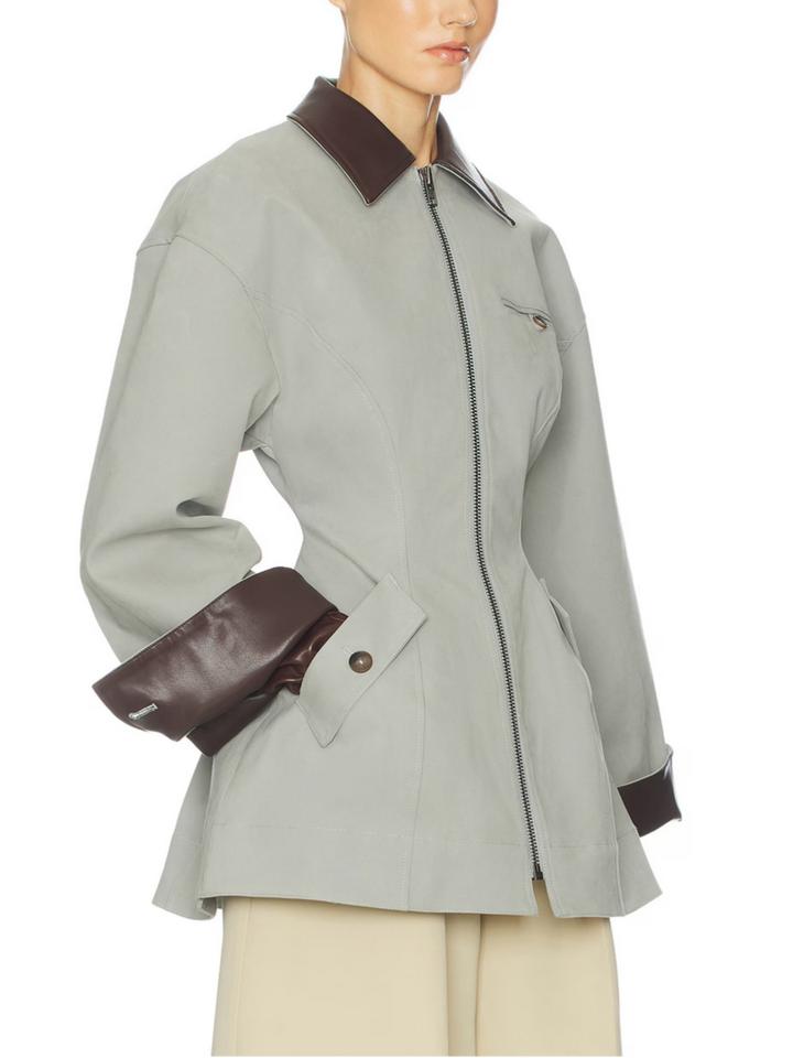 Veste en cuir pour femme oversize, courte, d’automne et de mi-saison