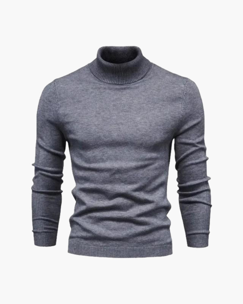 Pull élégant en maille à col roulé pour homme, en coton, pour l’automne