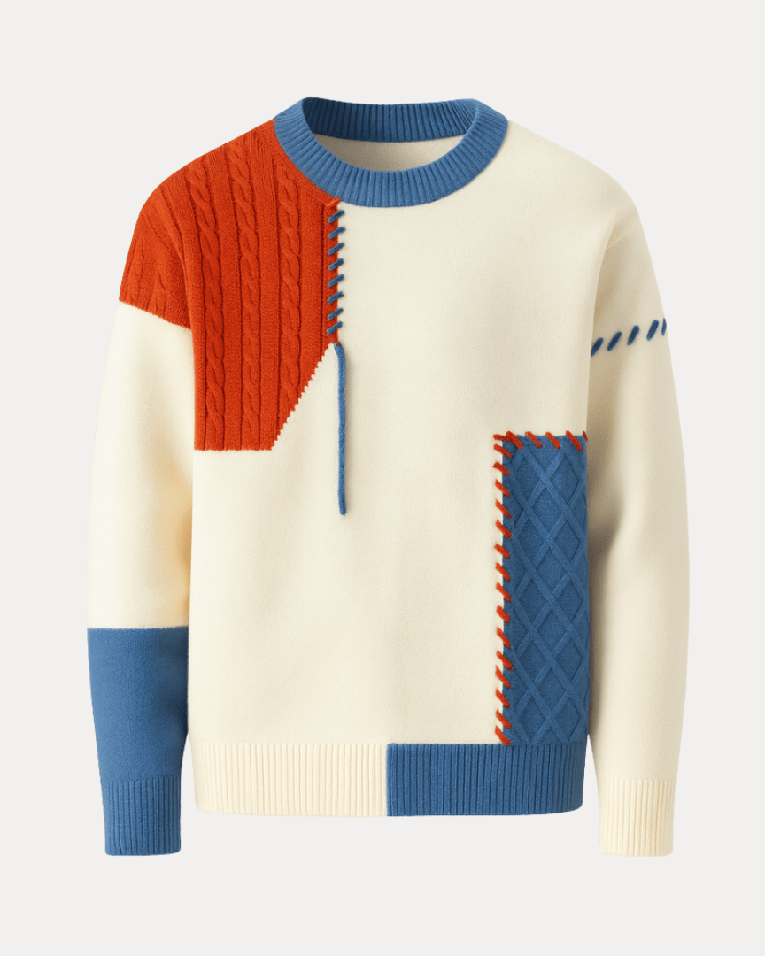 Pull en laine pour homme à col rond, motif torsadé, tricot d’automne