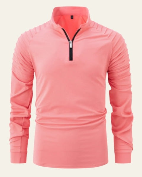 Sweat-shirt en maille pour homme en coton, à fermeture éclair mi-longue, pour l’automne
