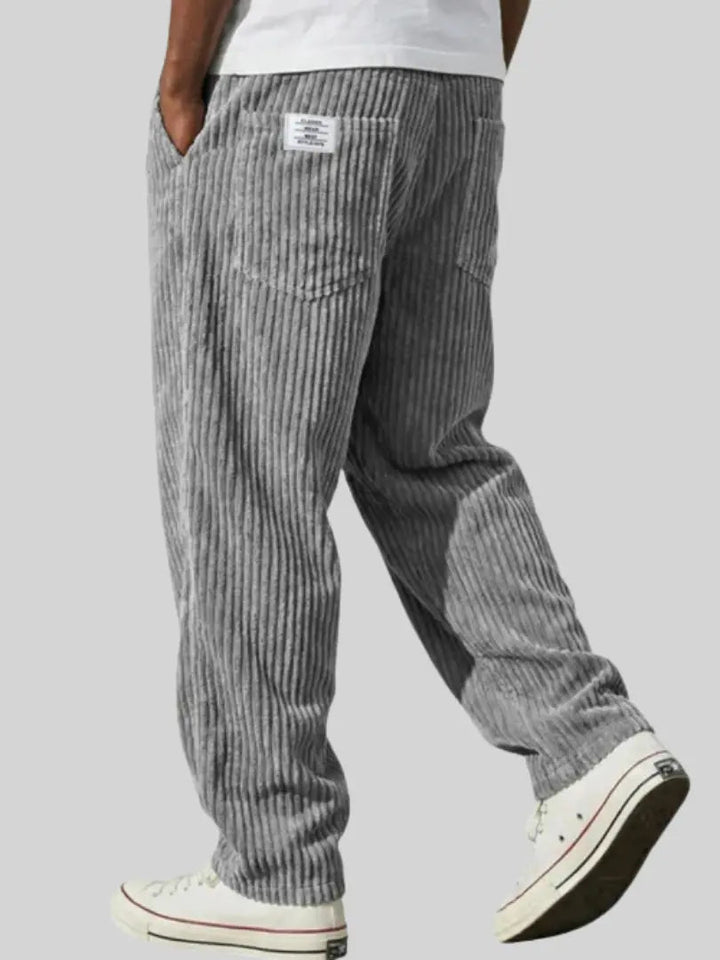 Pantalon homme en velours côtelé de coton, coupe ample, style décontracté pour l’automne