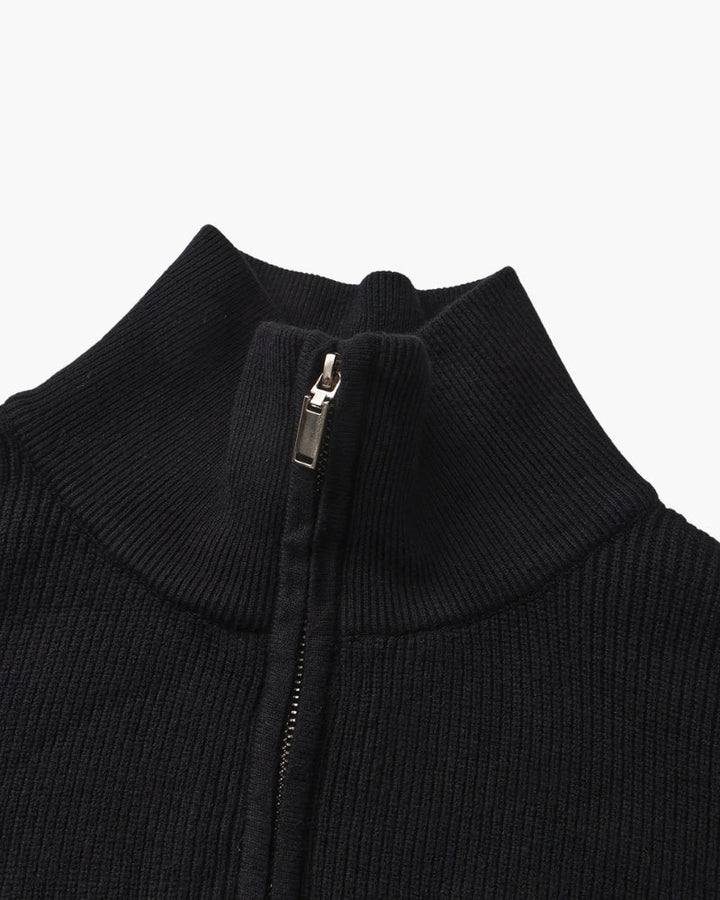Pull en laine pour homme à col zippé, côtelé, style smart casual, automne