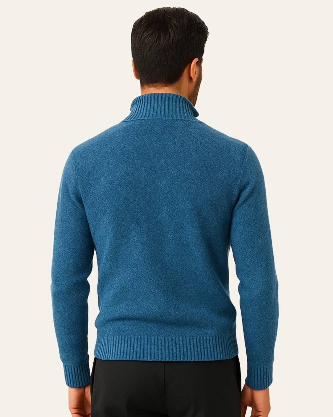 Pull homme en maille texturée à fermeture éclair sous le col, idéal pour l’automne