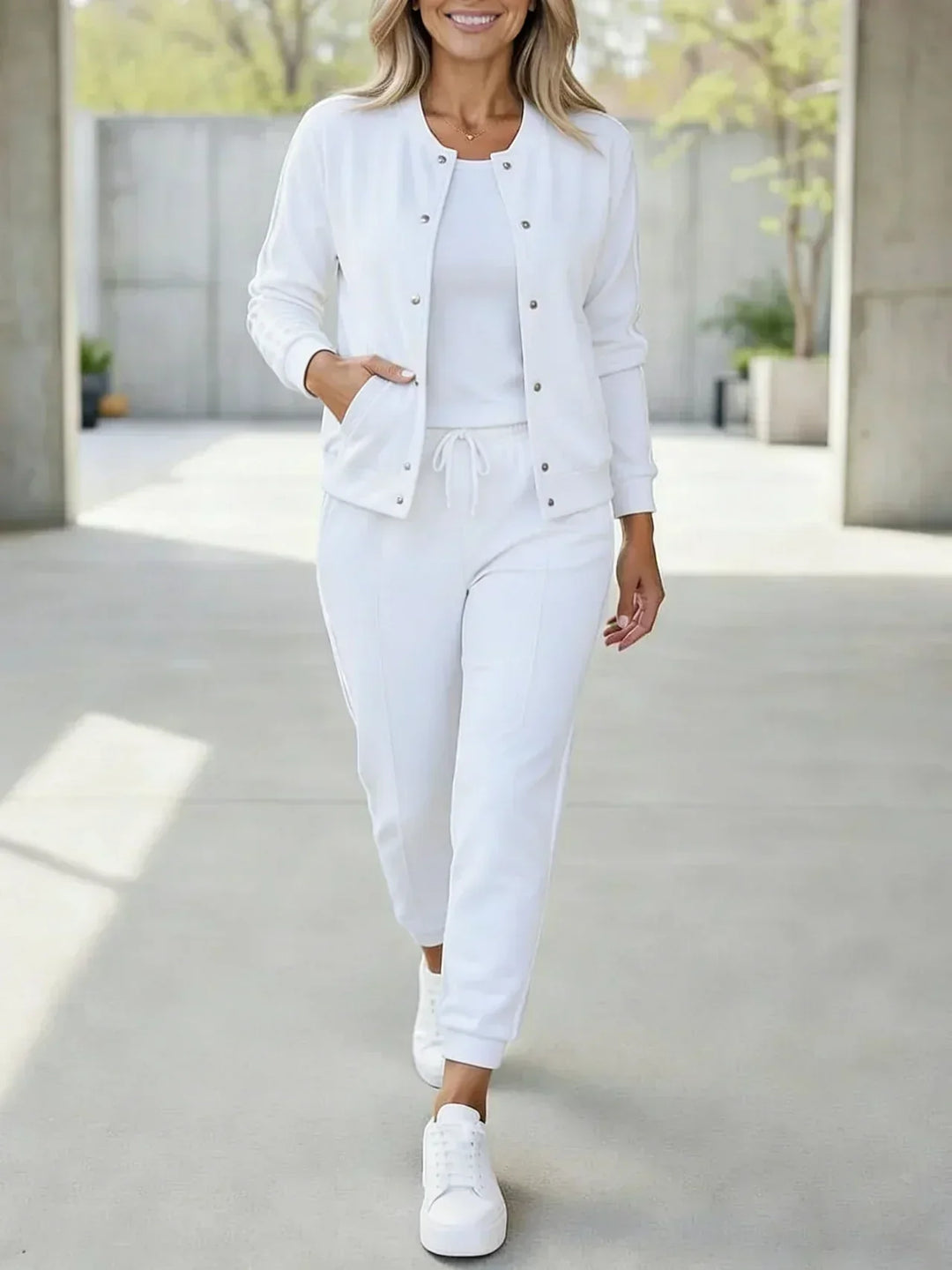 Ensemble de survêtement pour femme 3 pièces avec pantalon et haut en coton, pour l’automne