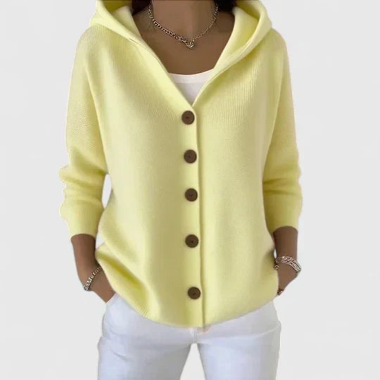 Cárdigan de punto con capucha y cremallera para mujer, para otoño