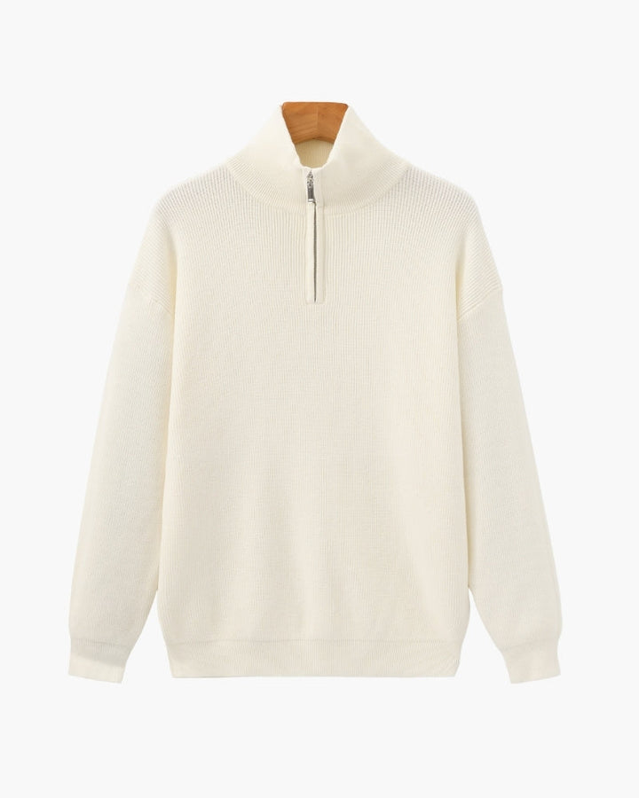 Pull en laine pour homme à col zippé, côtelé, style smart casual, automne
