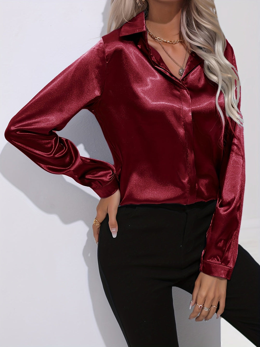 Zariah - Chic Autumn Elegant Satin Blouse for Women