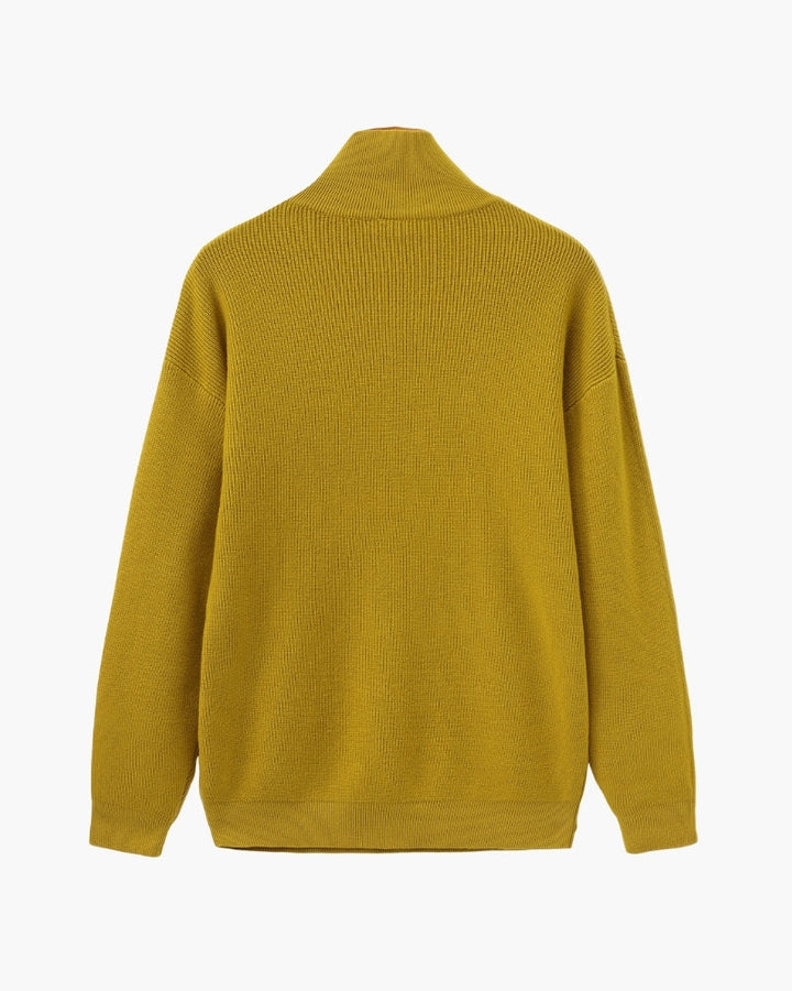 Pull en laine pour homme à col zippé, côtelé, style smart casual, automne