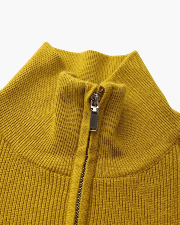 Pull en laine pour homme à col zippé, côtelé, style smart casual, automne
