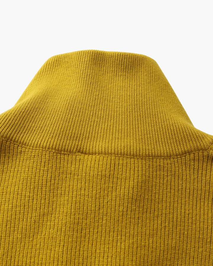 Pull en laine pour homme à col zippé, côtelé, style smart casual, automne