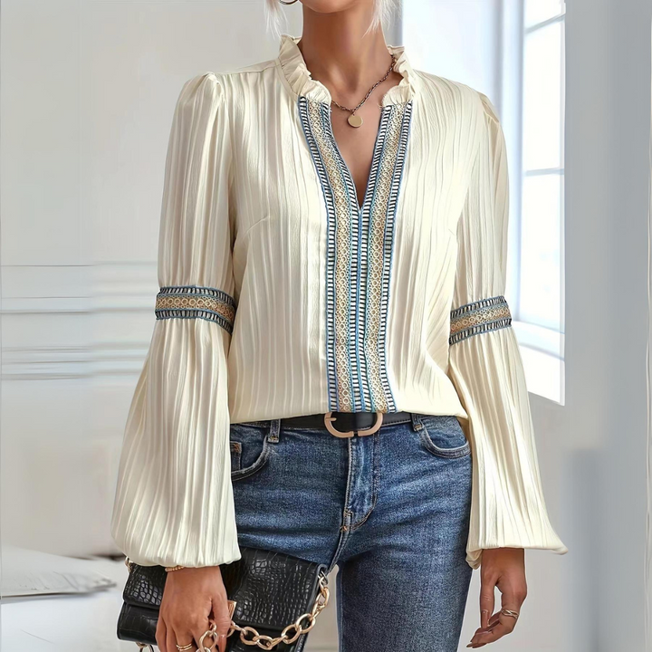 Hélène™ - Blusa Boho in Chiffon a Maniche Lunghe