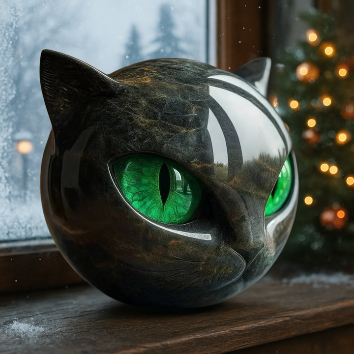 Figurine décorative, sculpture de chat en pierre d’onyx, automnale