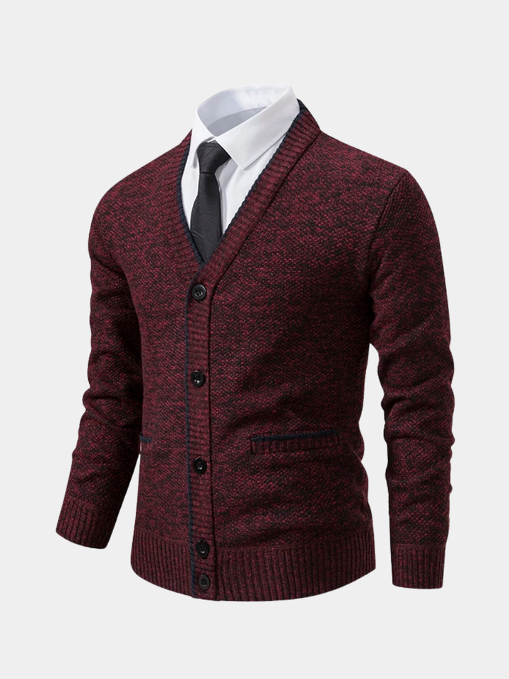 Pull en laine pour homme à col en V, chiné, élégant pour l’automne