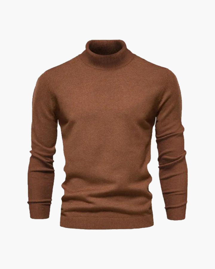 Pull élégant en maille à col roulé pour homme, en coton, pour l’automne