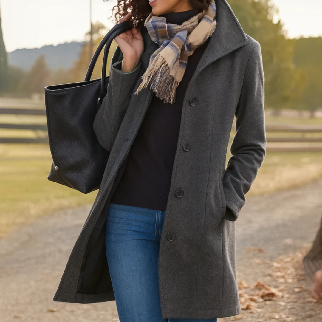 Manteau féminin en mélange de laine pour l'automne, élégant, coupe classique, pour les jours froids