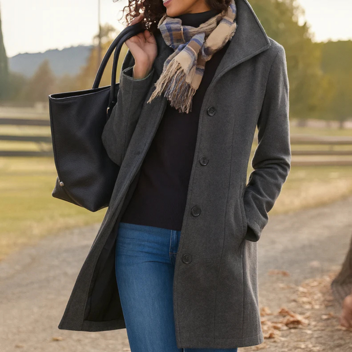 Manteau féminin en mélange de laine pour l'automne, élégant, coupe classique, pour les jours froids