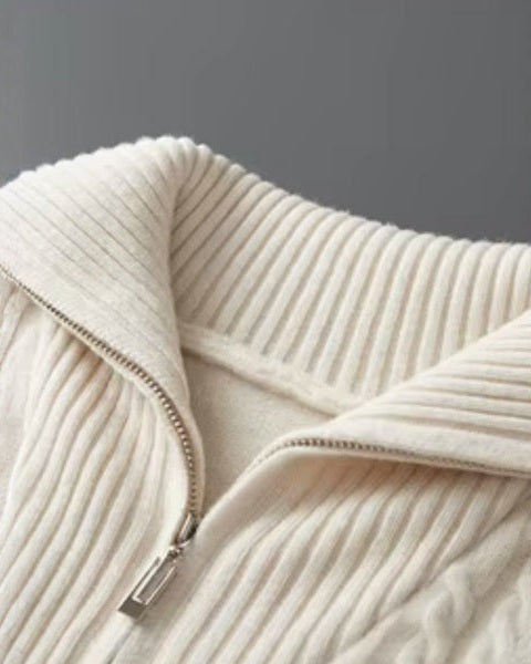 Pull homme en laine mérinos pour l’automne, pull en maille à demi-zip
