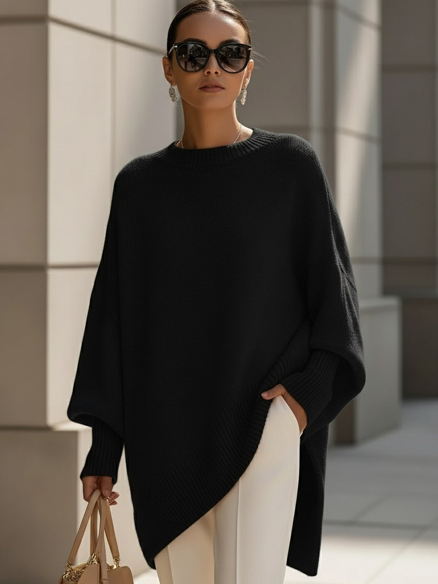 Pull-over pour femme oversize en maille à côtes pour l'automne, coupe ample